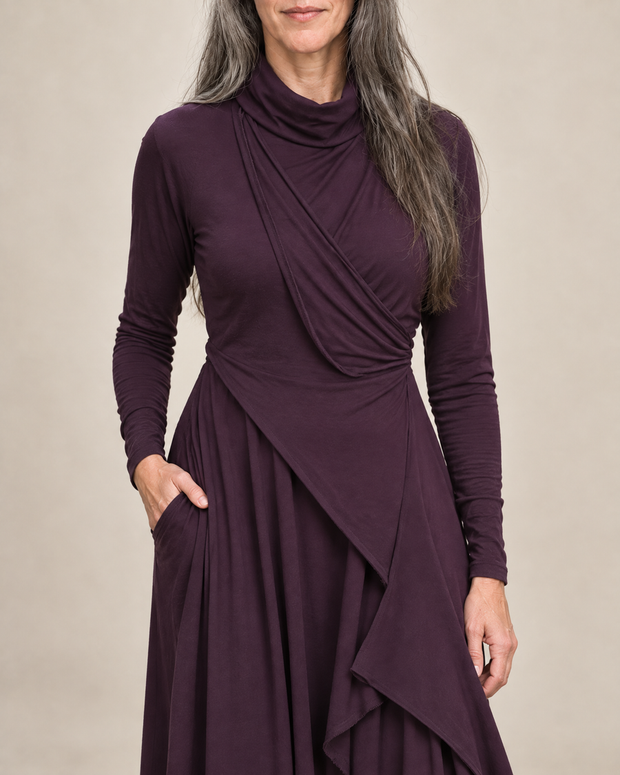 Sylvana | Draped Turtleneck Maxi Dress