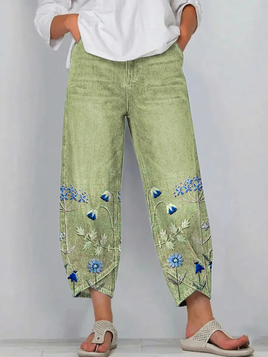Avery - Casual Embroidered Trousers with Pockets