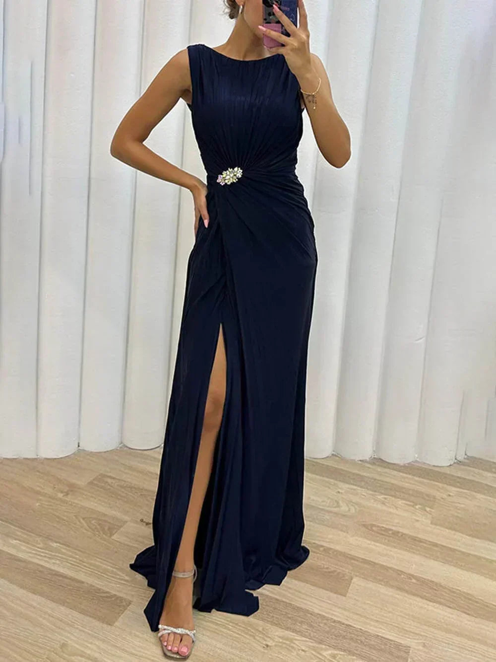 Freesia | Women's Wedding Guest Pleated Maxi Dress Evening