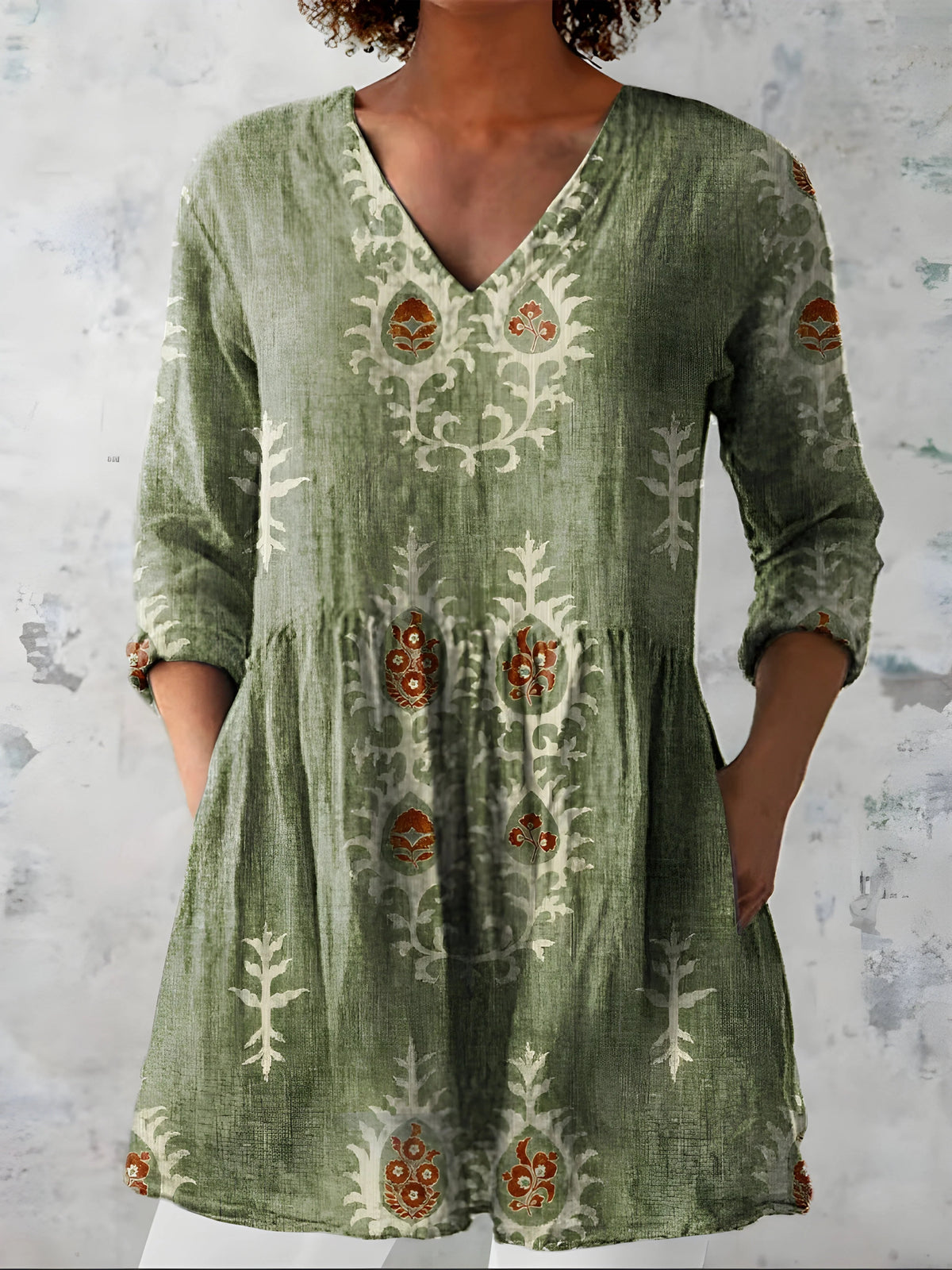 April - Long Blouse with V-Neck