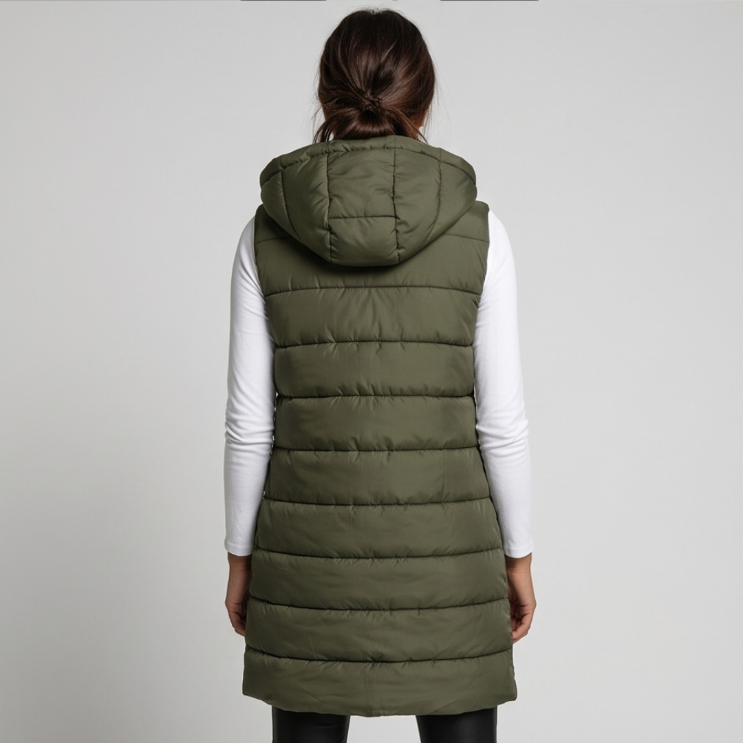 Aveline - Long Hooded Puffer Vest