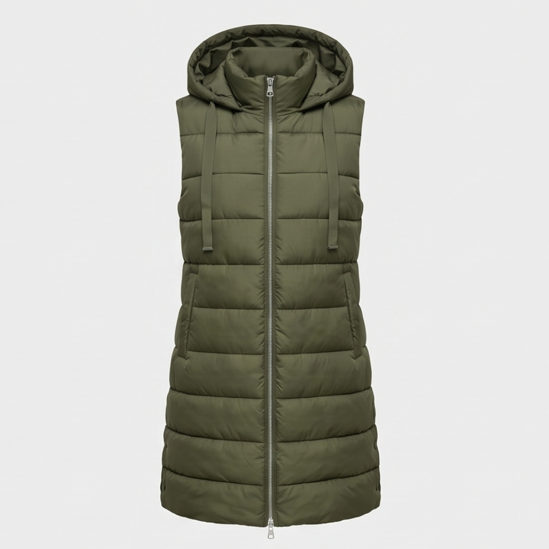 Aveline - Long Hooded Puffer Vest