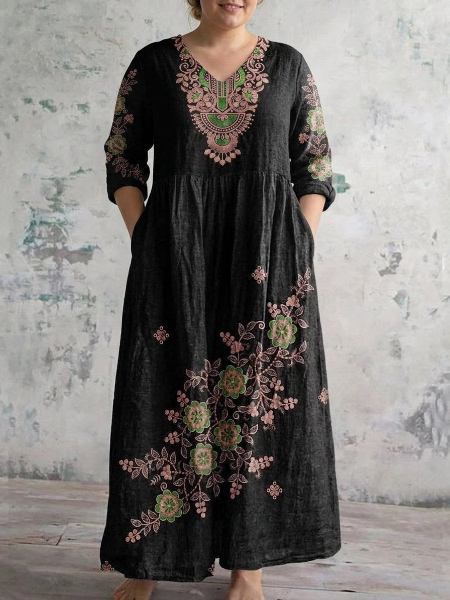 Amarisse | Midnight Embroidery Maxi Dress