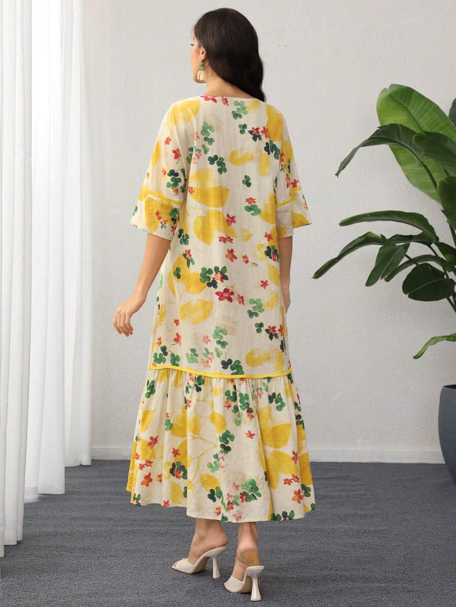 Leah™ | Floral Print Ruffle Dress