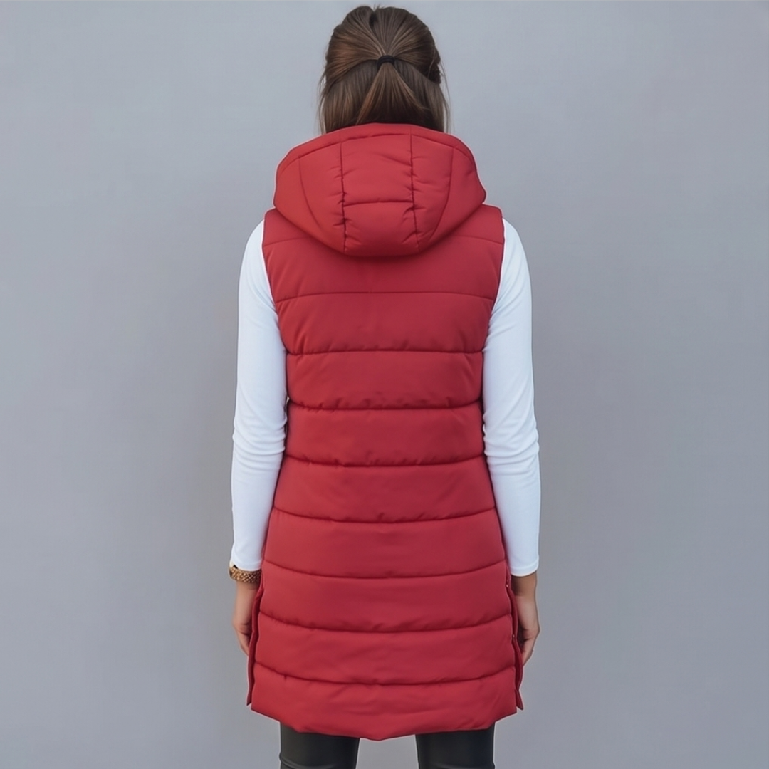 Aveline - Long Hooded Puffer Vest