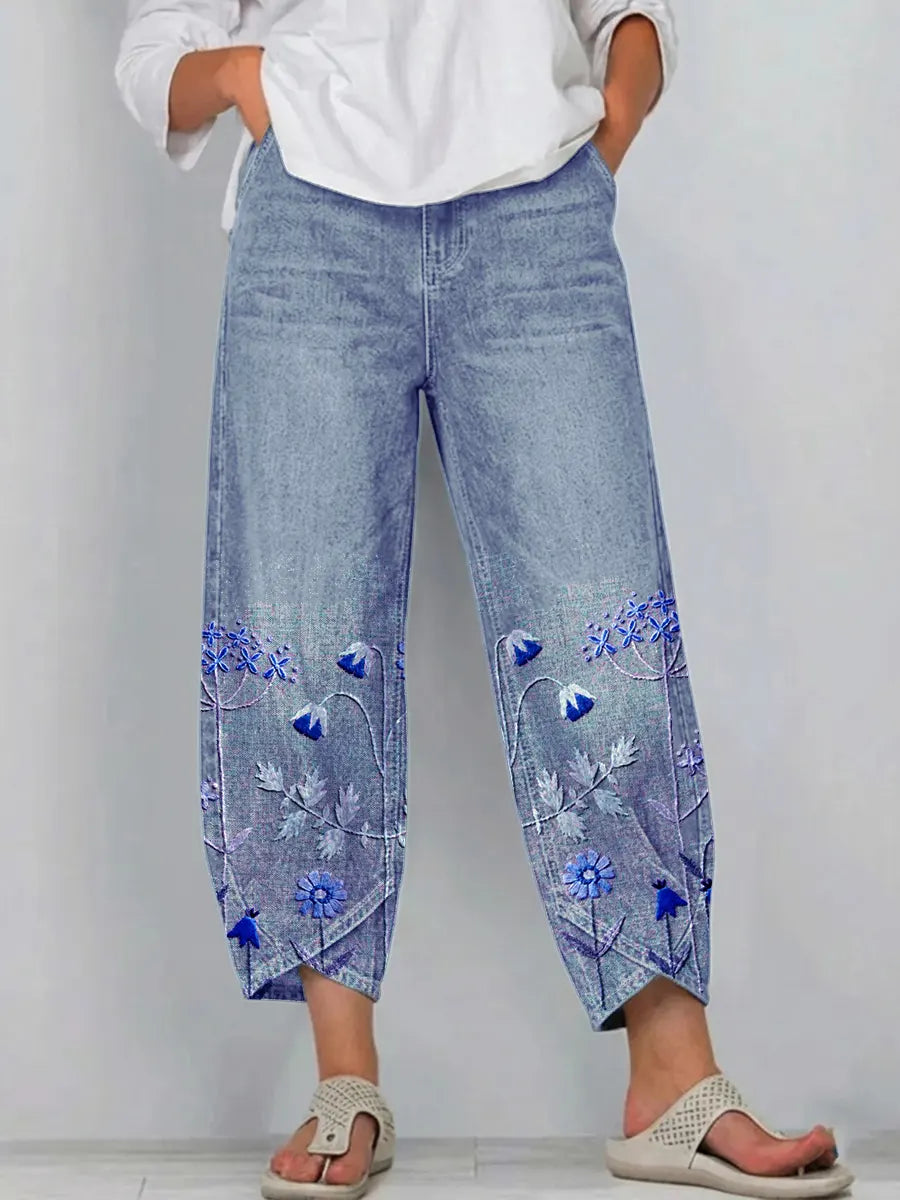Avery - Casual Embroidered Trousers with Pockets