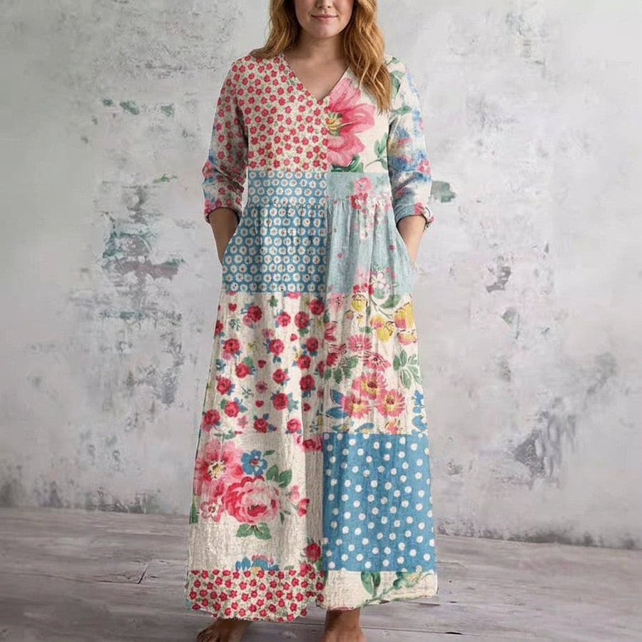 Rosalie | Patchwork Floral Maxi Dress