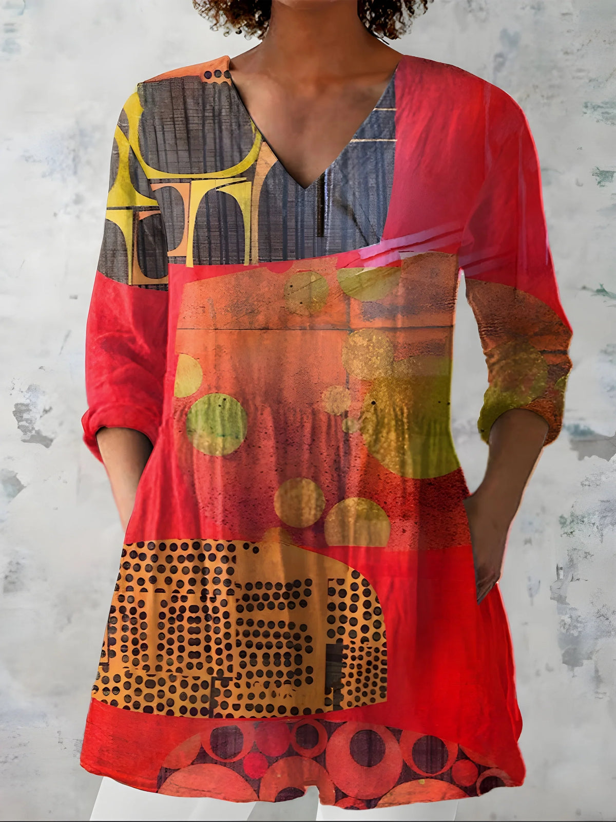 April - Long Blouse with V-Neck
