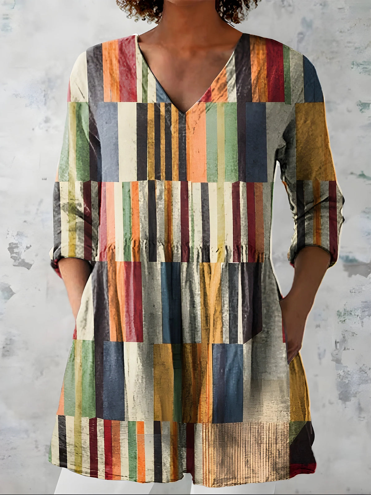 April - Long Blouse with V-Neck