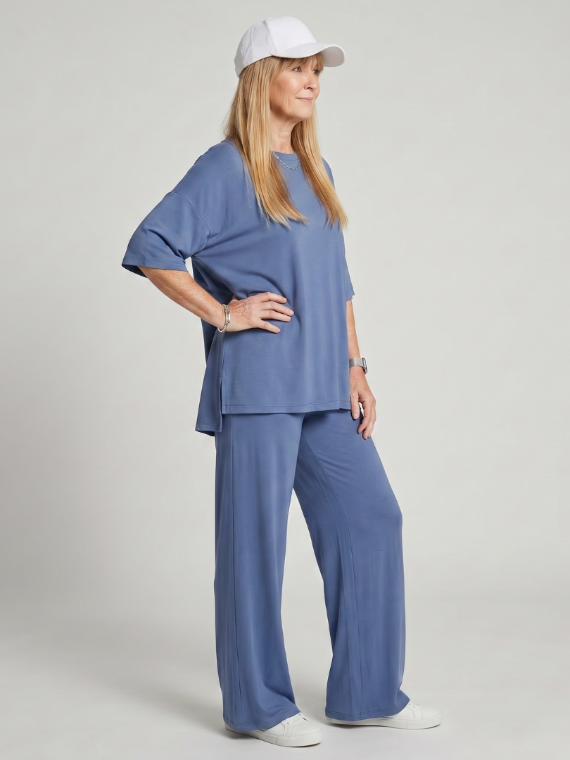 Ramse | Short Sleeve Oversized Top And Wide Leg Pants Set