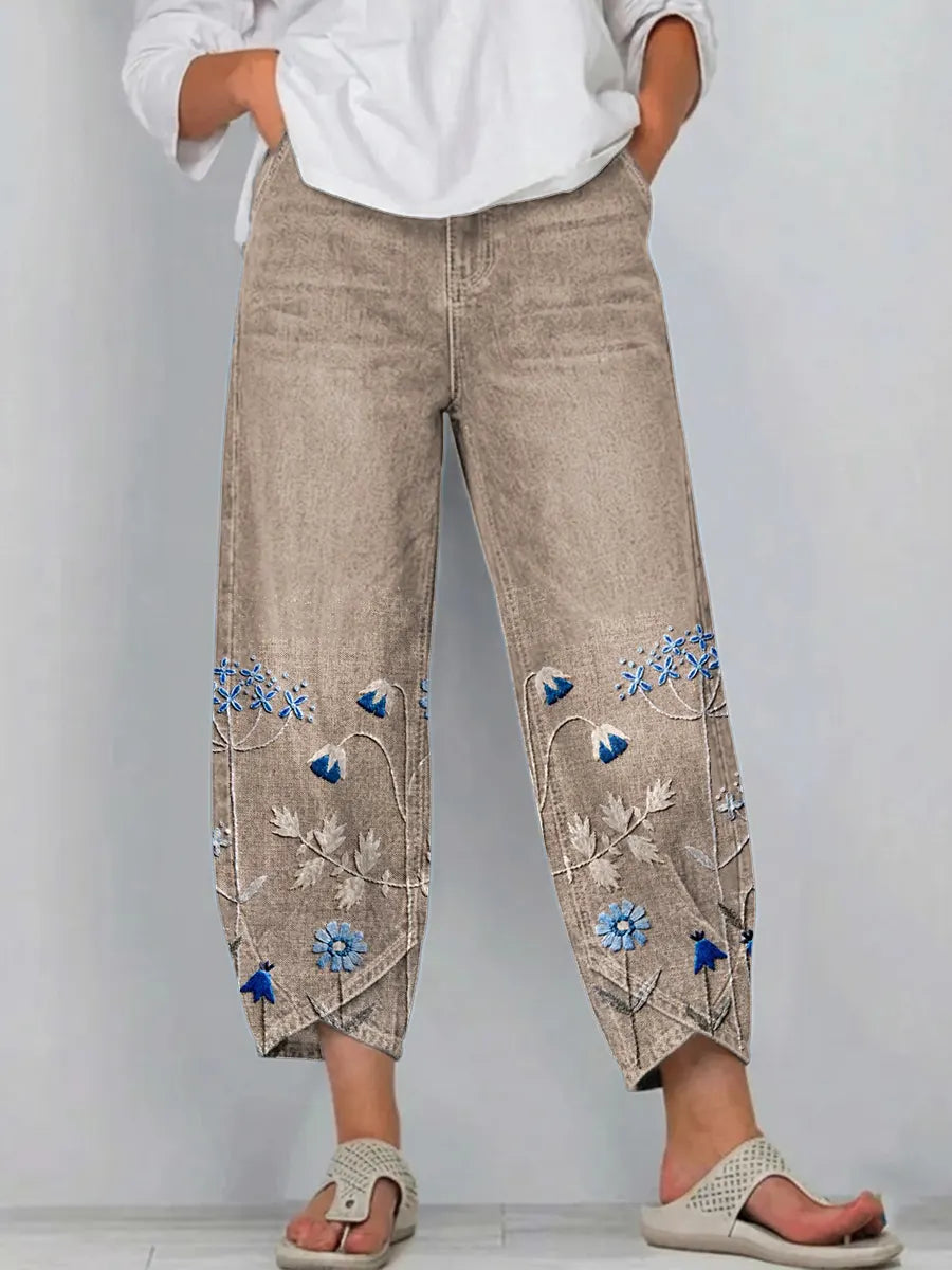 Avery - Casual Embroidered Trousers with Pockets