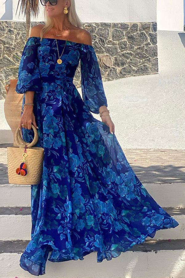 Cosette | Women's Wedding Guest Floral Off Shoulder Maxi Dress Evening