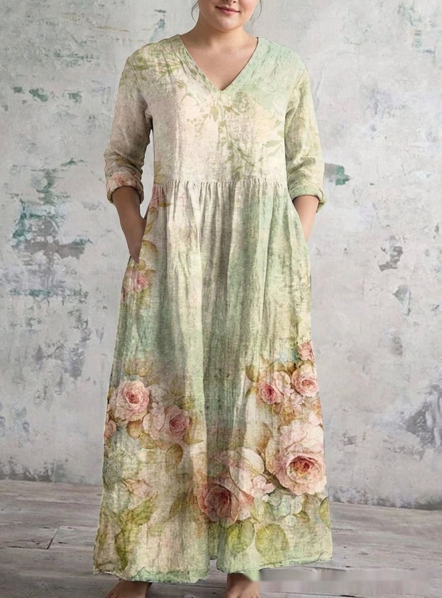 Evelisse | Sage Rose Maxi Dress