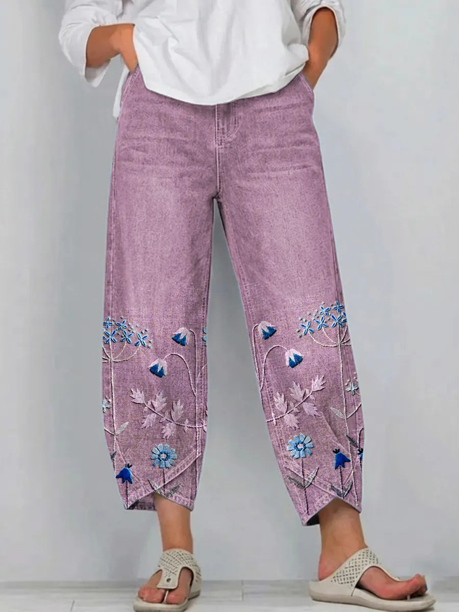 Avery - Casual Embroidered Trousers with Pockets