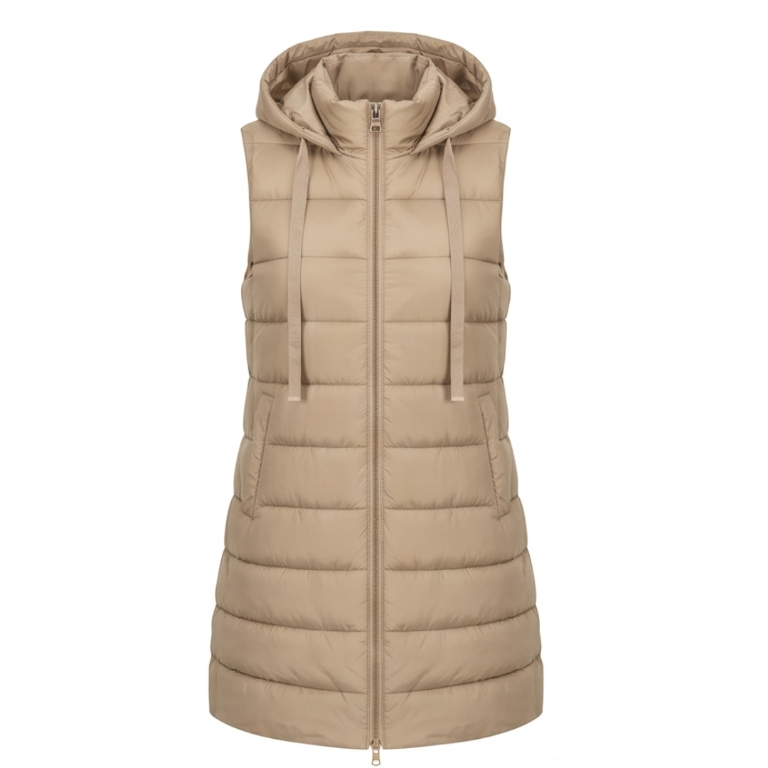 Aveline - Long Hooded Puffer Vest