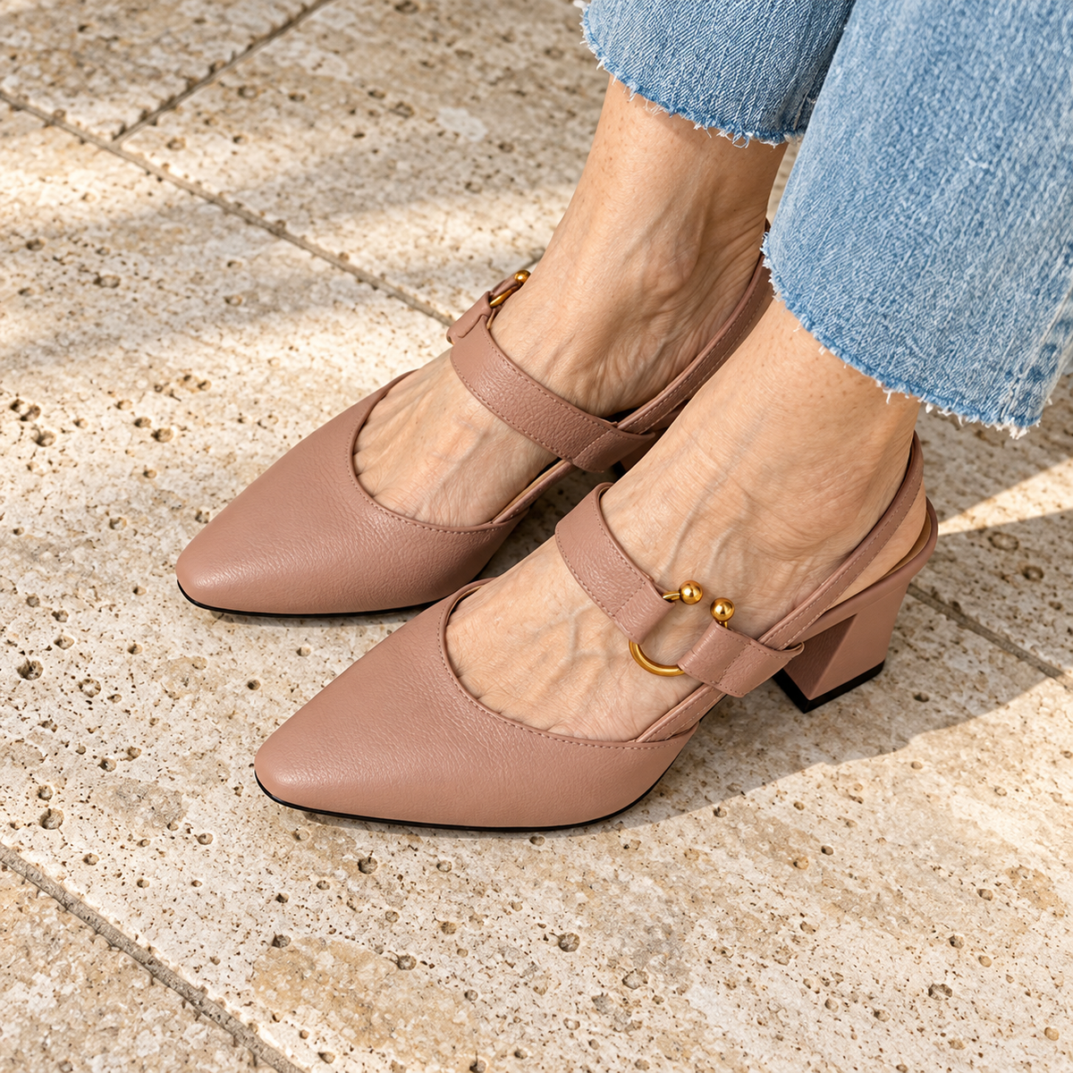 Lysandra - Elegant Leather Slingback Heels