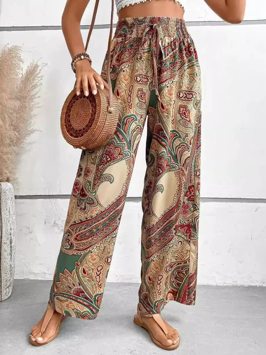 Evie | Printed Wide-Leg Trousers