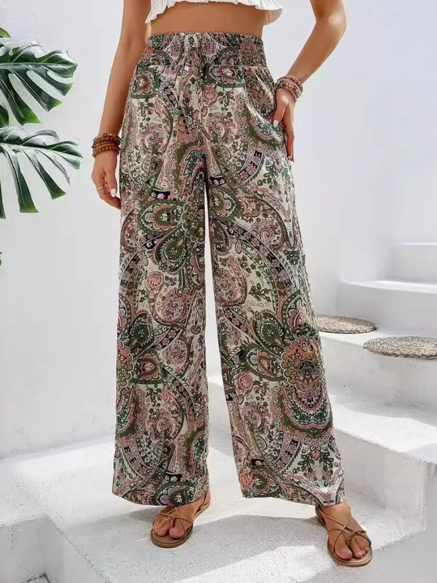 Evie | Printed Wide-Leg Trousers