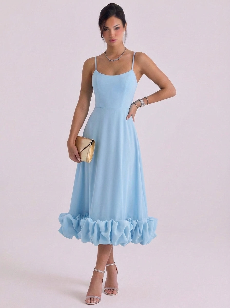 Sienna | Chiffon Rosette Hem Maxi Dress