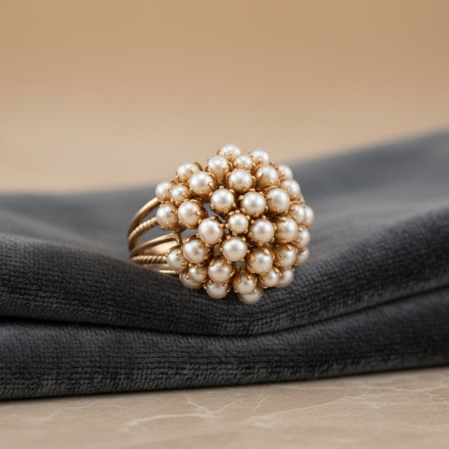 AURELIA | PEARL CLUSTER GOLD RING