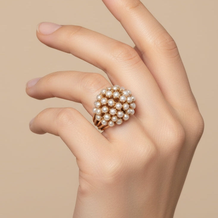 AURELIA | PEARL CLUSTER GOLD RING