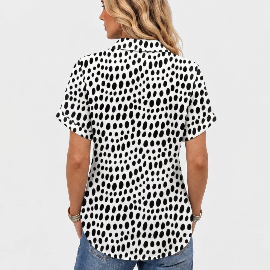 Delia™ - Polka Dot Collared Top