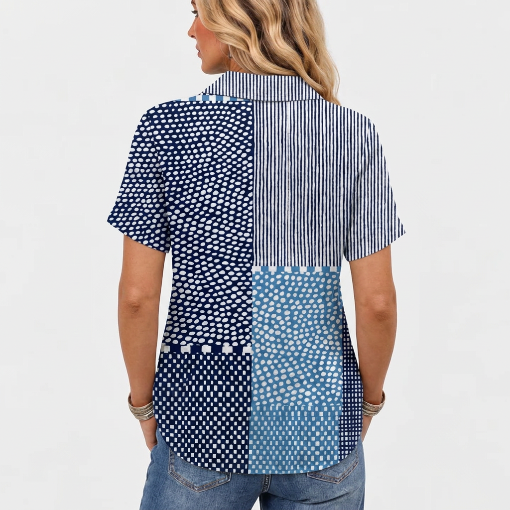 Celia™ - Patchwork Collared Top