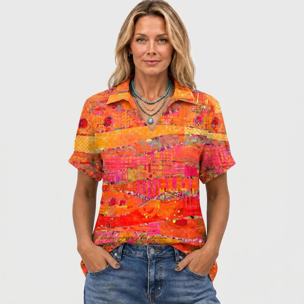 Louisa™ - Abstract Collared Top