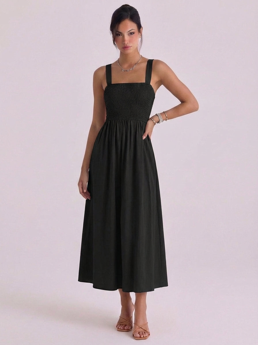 Victoria | Cotton Smocked Halter Midi Dress