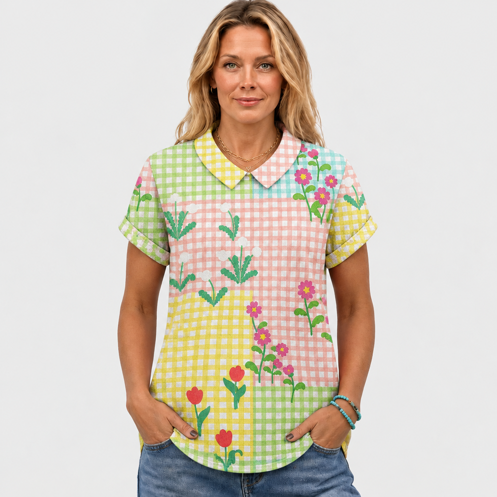 Flora™ - Gingham Collared Top