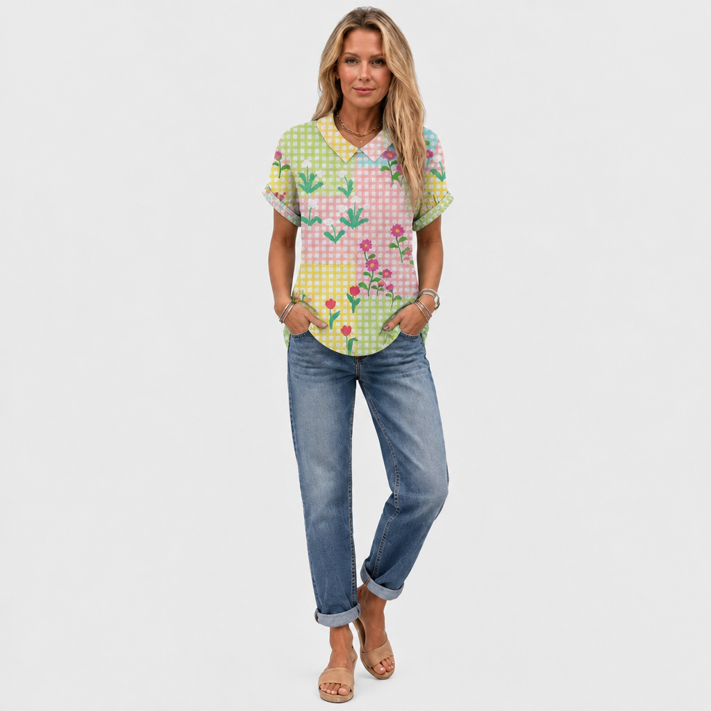 Flora™ - Gingham Collared Top