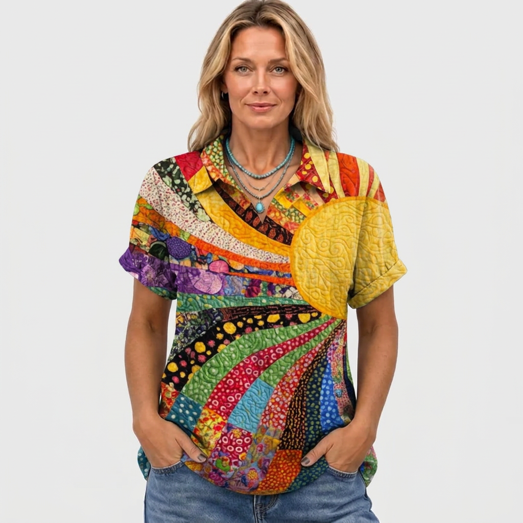 Elle™ - Sunburst Collared Top