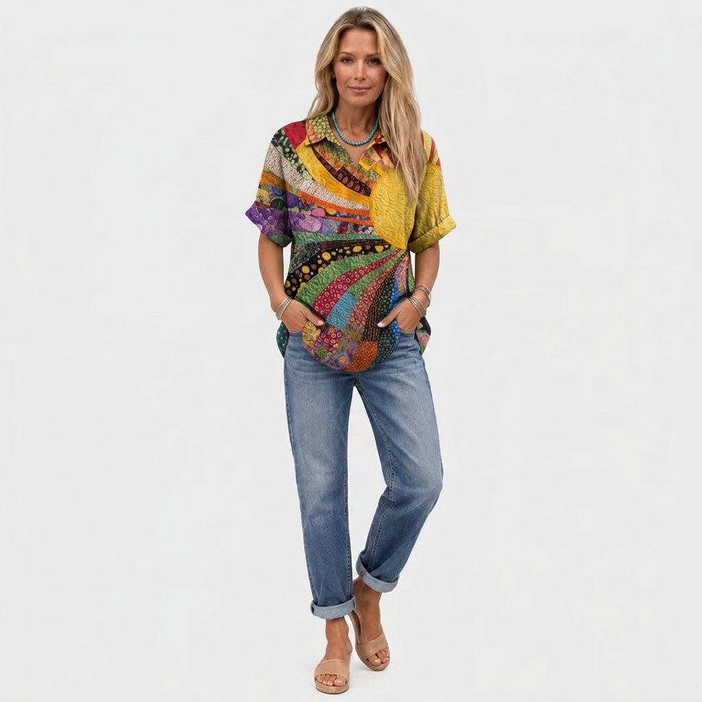 Elle™ - Sunburst Collared Top