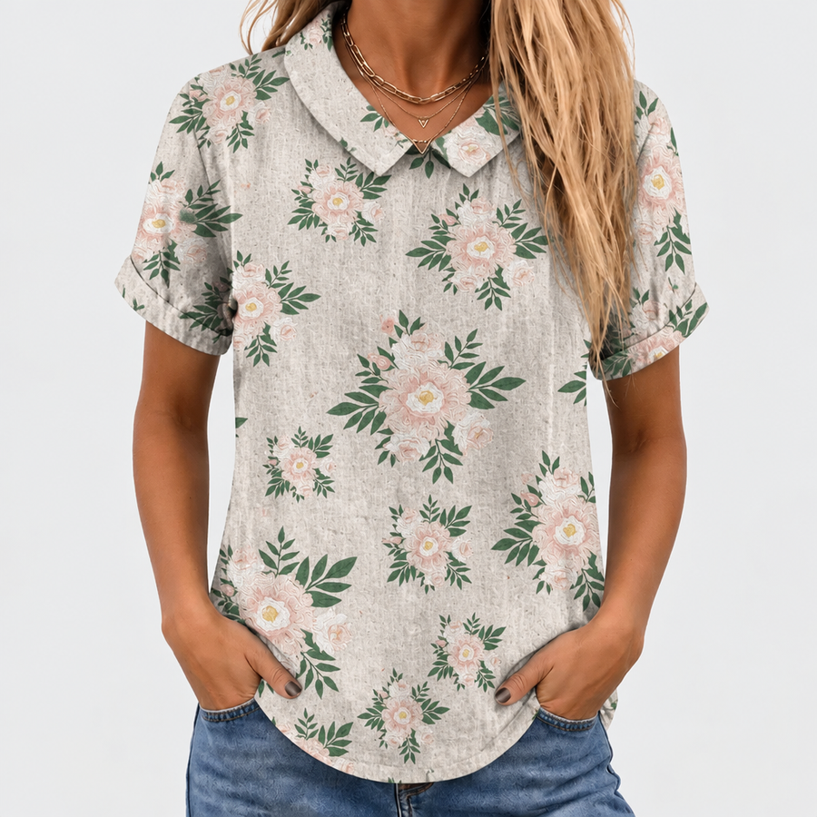 Zoe™ - Botanical Collared Top