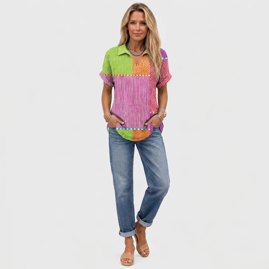 Tess™ - Patchwork Collared Top