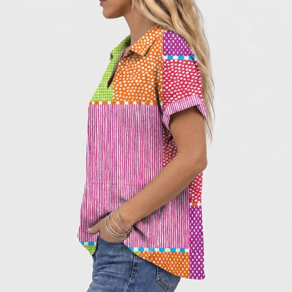 Tess™ - Patchwork Collared Top