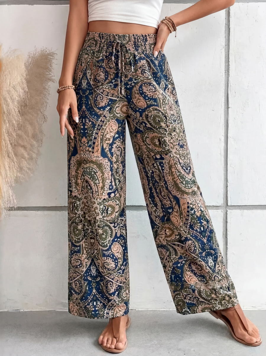 Evie | Printed Wide-Leg Trousers