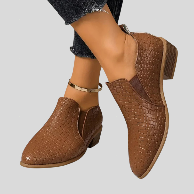Tamsin | Braided Block Heel Slip-On Ankle Boots