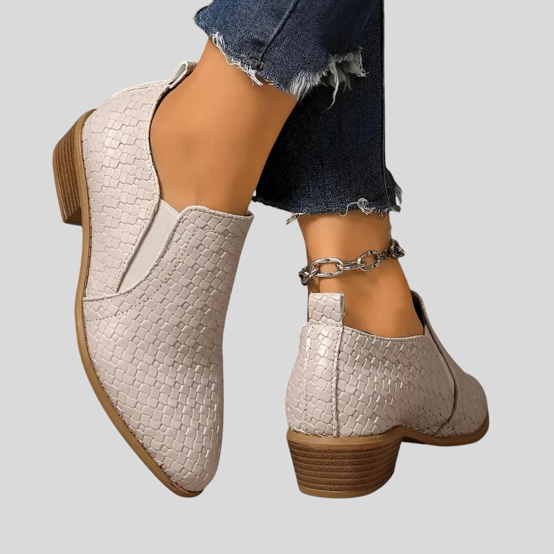 Tamsin | Braided Block Heel Slip-On Ankle Boots