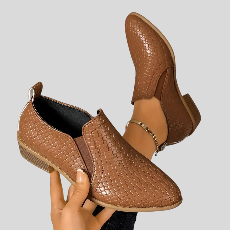 Tamsin | Braided Block Heel Slip-On Ankle Boots