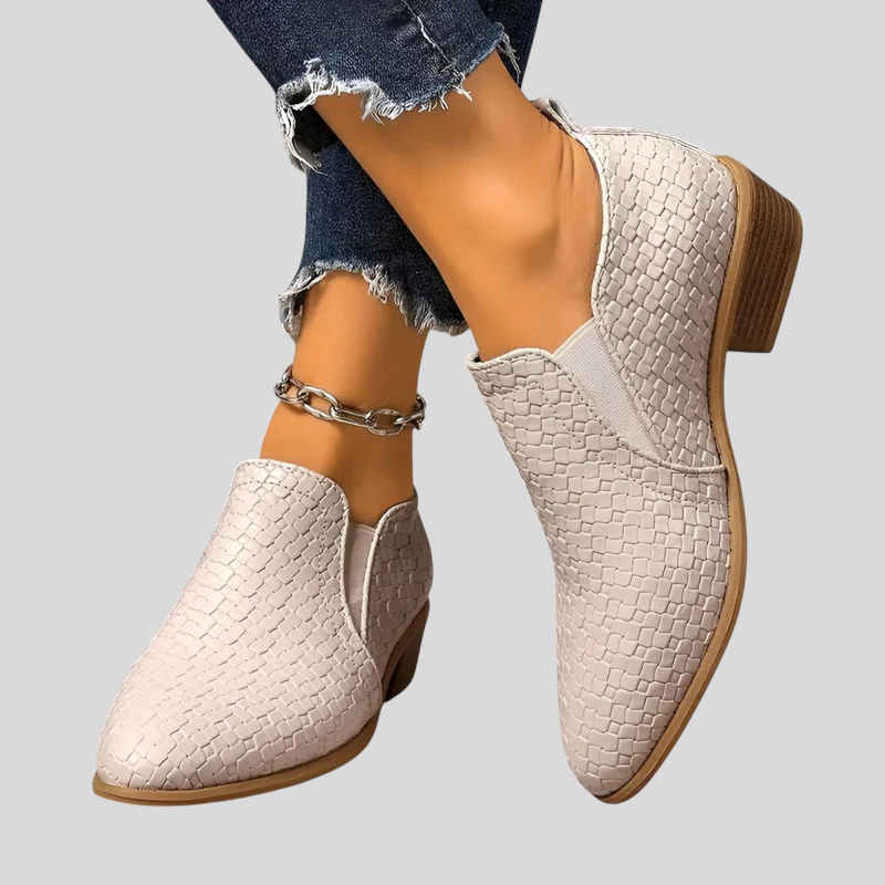 Tamsin | Braided Block Heel Slip-On Ankle Boots