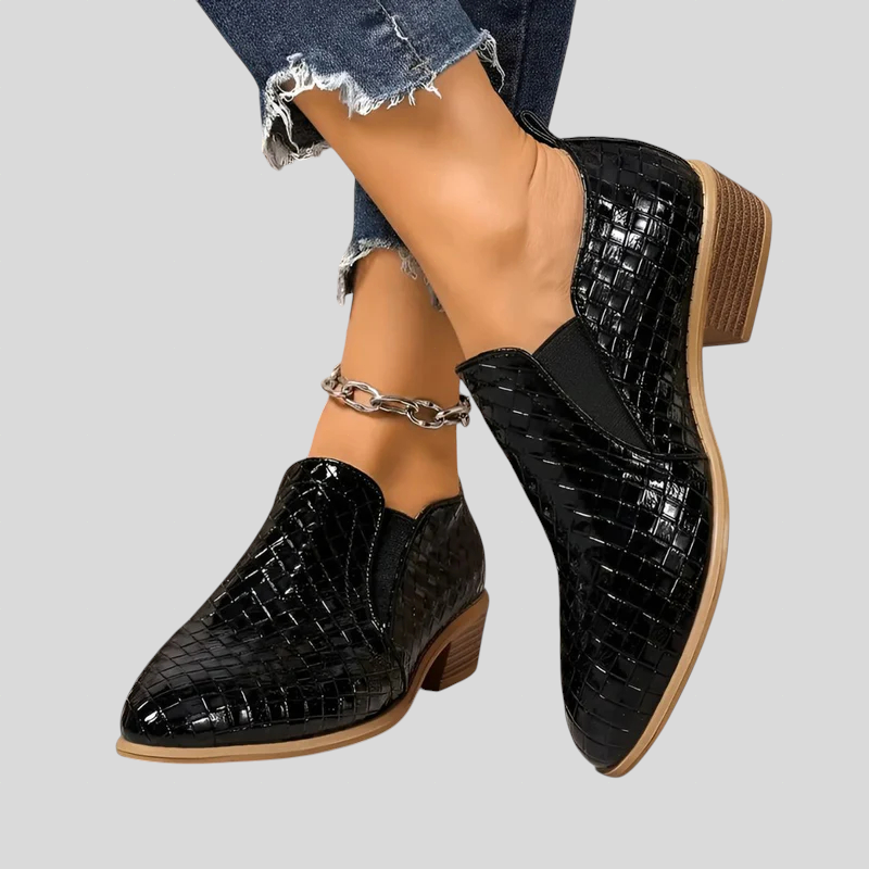 Tamsin | Braided Block Heel Slip-On Ankle Boots