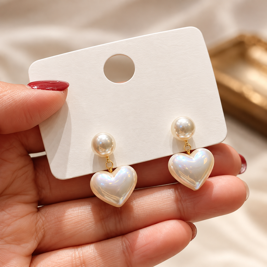 ARABELLA | DOUBLE PEARL HEART EARRINGS
