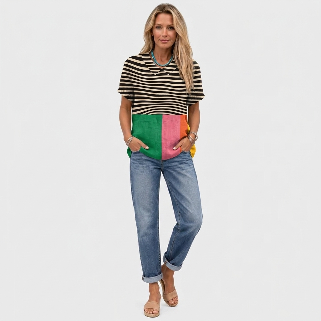 Brea™ - Colourblock Collared Top