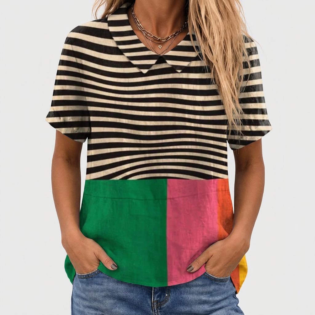 Brea™ - Colourblock Collared Top