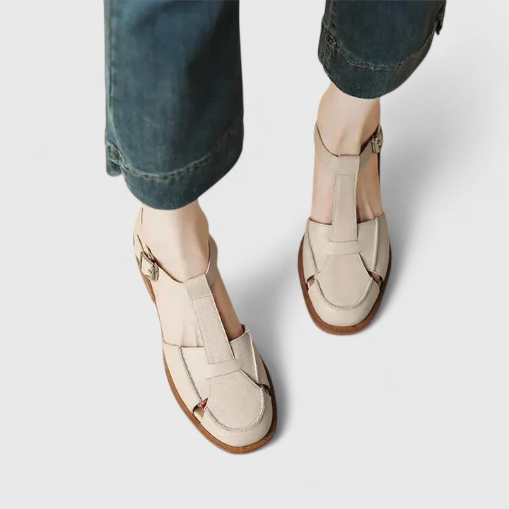 Thalina | Elegant Cowhide & Pigskin Mary Jane Sandals