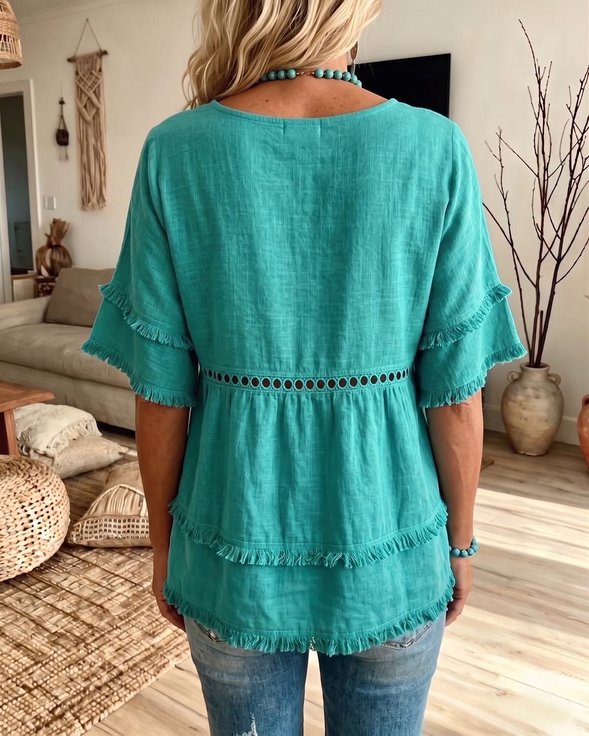 Sienna | Boho Frill V-Neck Blouse