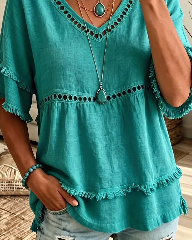 Sienna | Boho Frill V-Neck Blouse