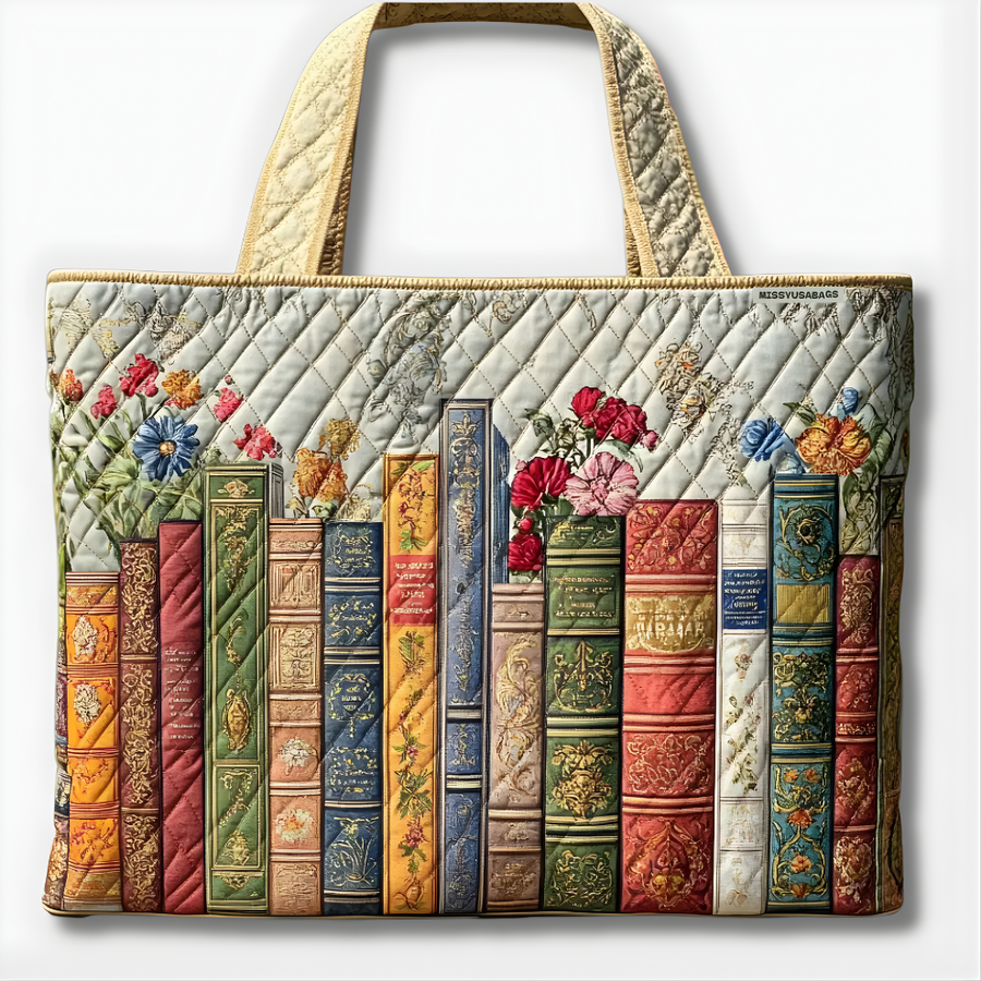 Vintage Library Garden | Handmade Quilted Tote