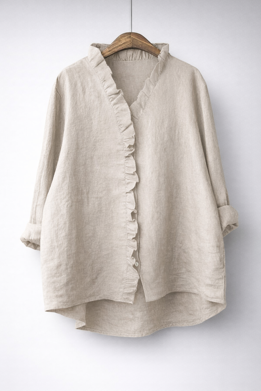 Luisa™ Elegant Ruffled Linen Blend Shirt